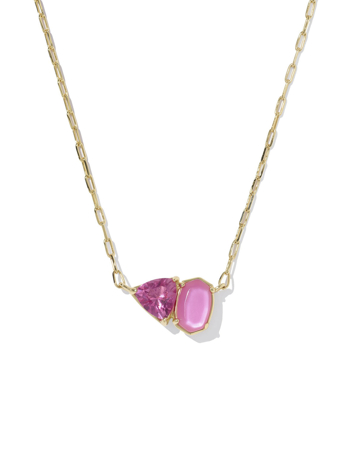 Kendra Scott Tatum Gold Short Pendant Necklace in Azalea Pink Mix