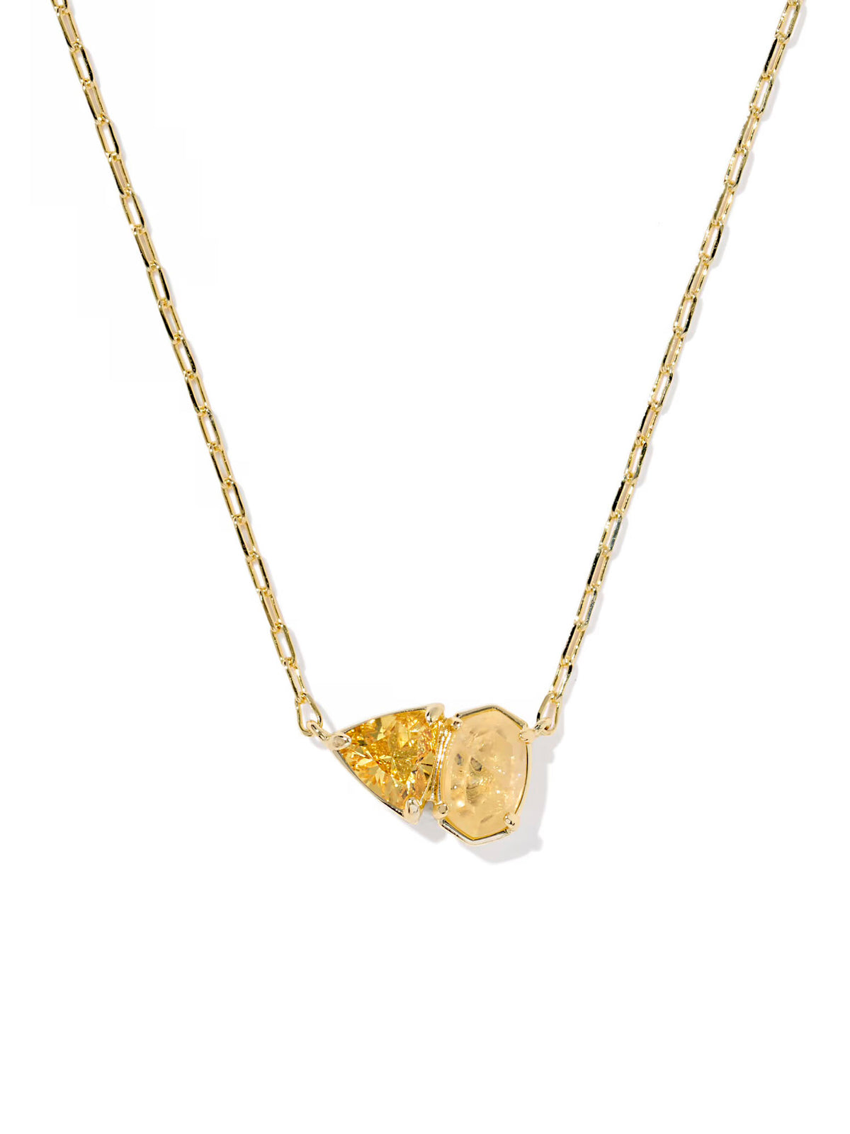 Kendra Scott Tatum Gold Short Pendant Necklace in Golden Yellow Mix