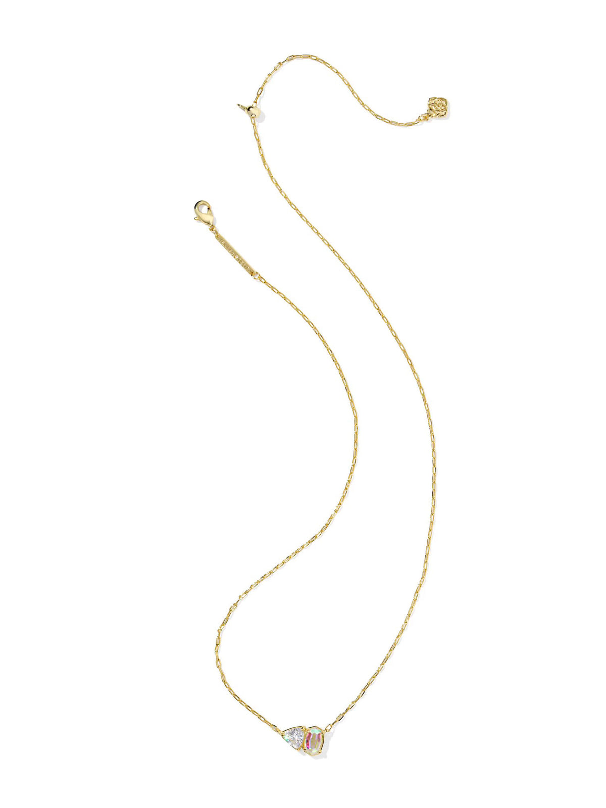 Kendra Scott Tatum Gold Short Pendant Necklace in White CZ Mix