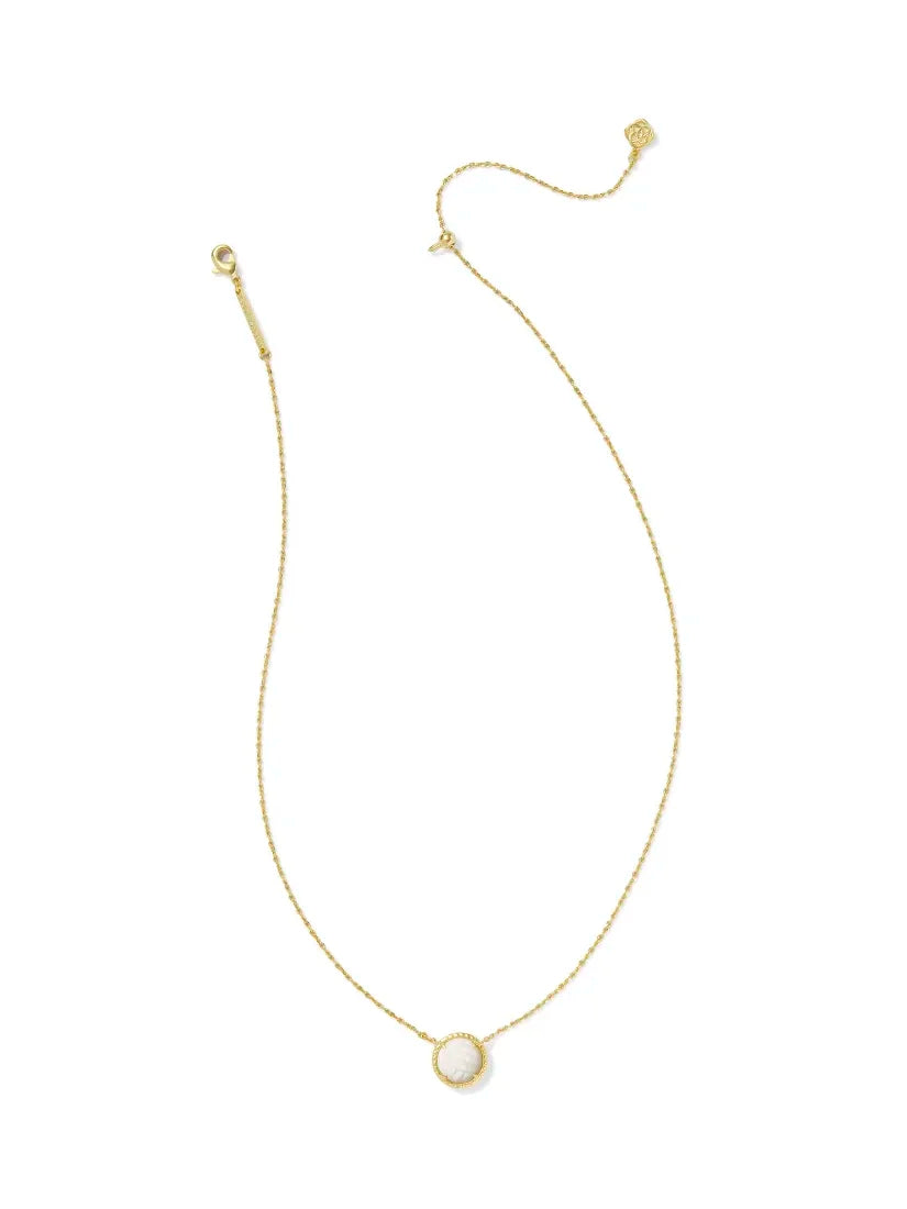Kendra Scott Volleyball Gold Short Pendant Necklace in White Mother-of-Pearl