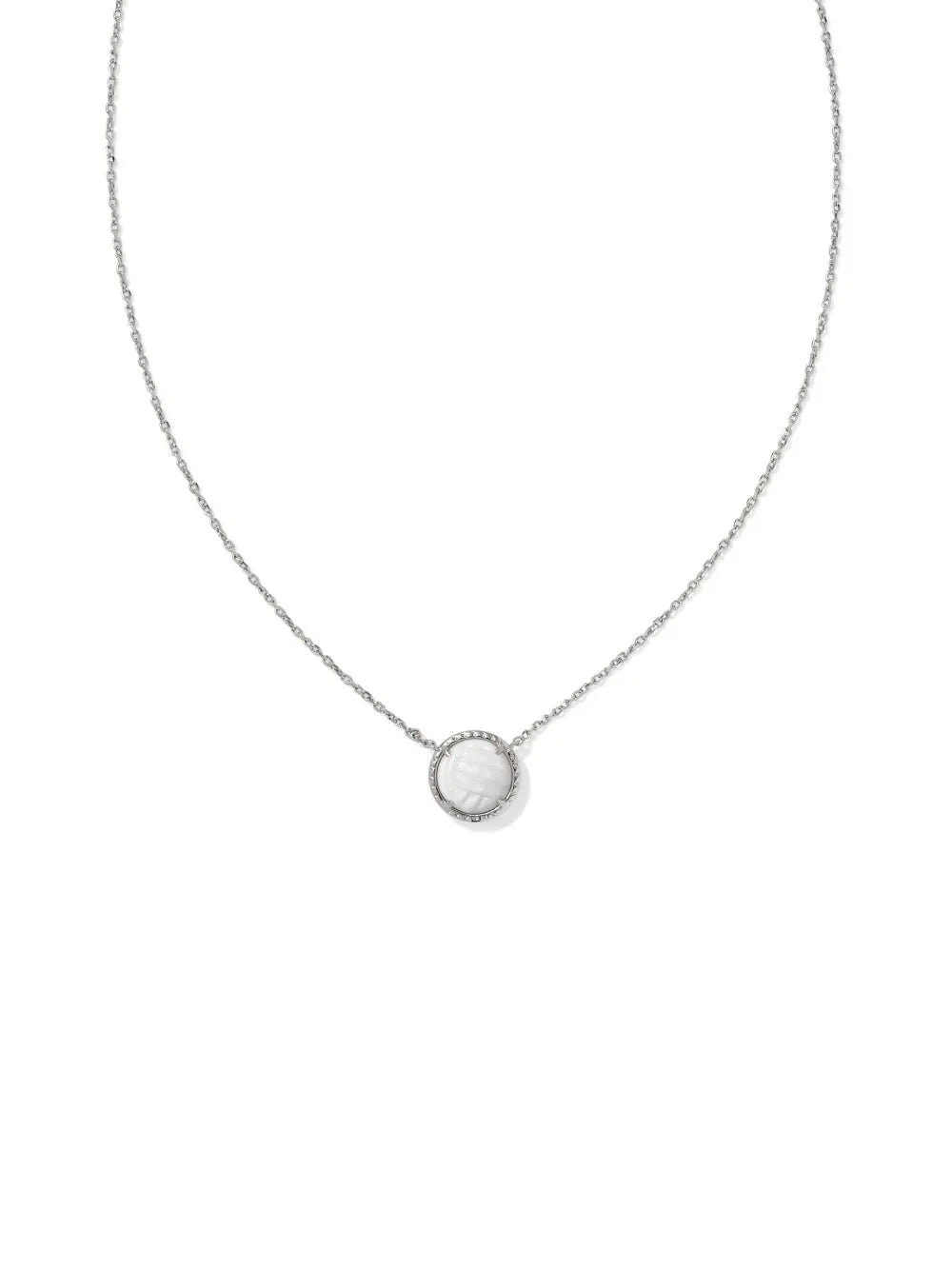 Kendra Scott Volleyball Silver Short Pendant Necklace in White Mother-of-Pearl