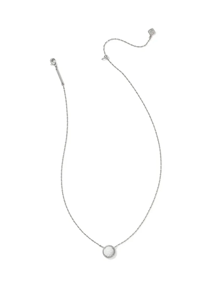Kendra Scott Volleyball Silver Short Pendant Necklace in White Mother-of-Pearl