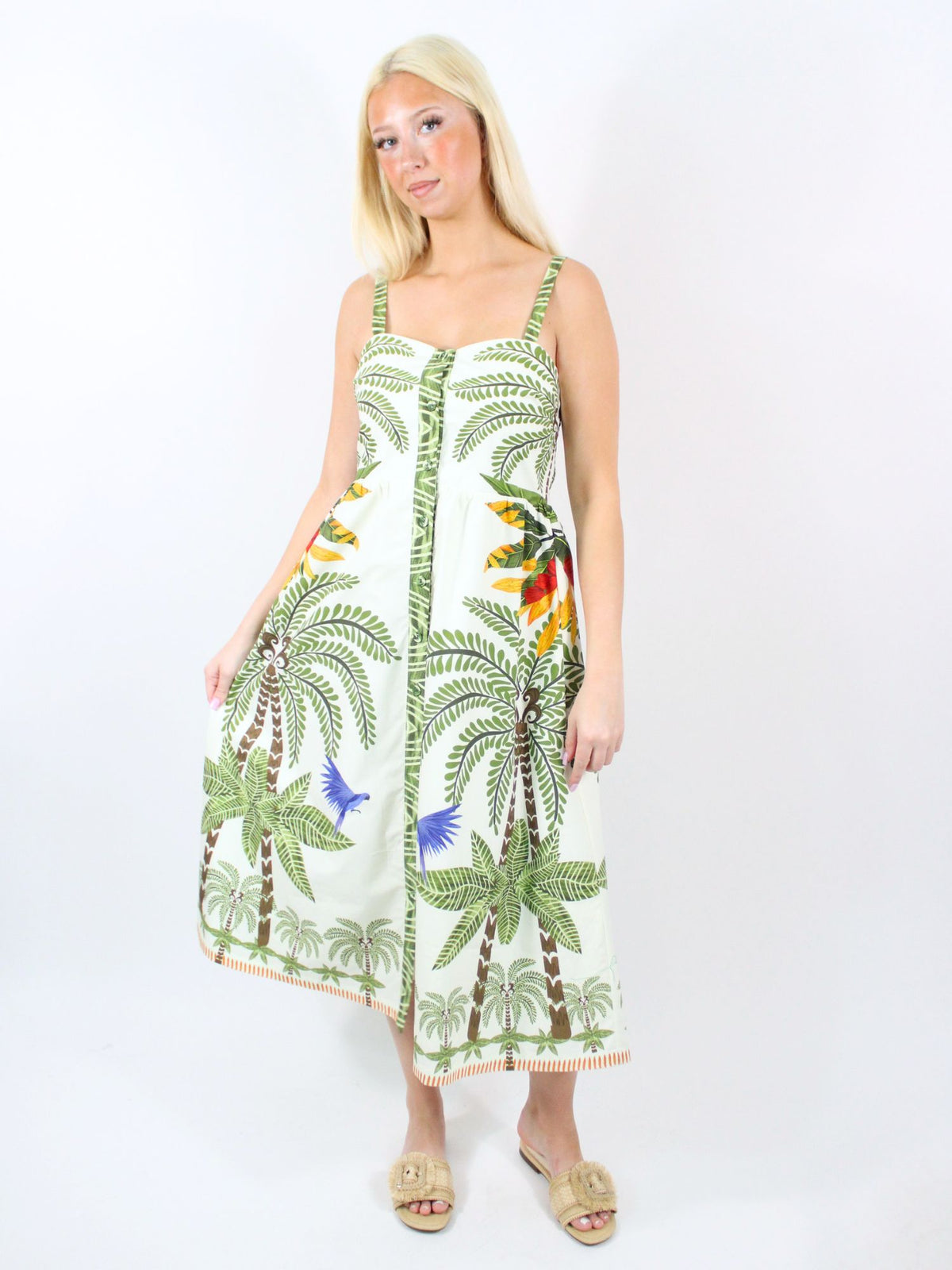 Kennedy Printed Short Sleeve Midi Dress Early Morning Forest