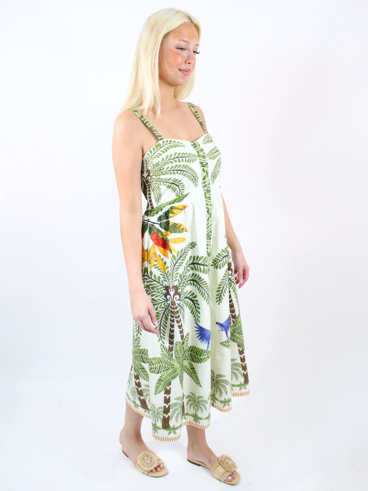 Kennedy Printed Short Sleeve Midi Dress Early Morning Forest