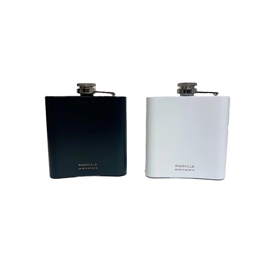 Knoxville Tennessee Engraved Map Hip Flask Black White