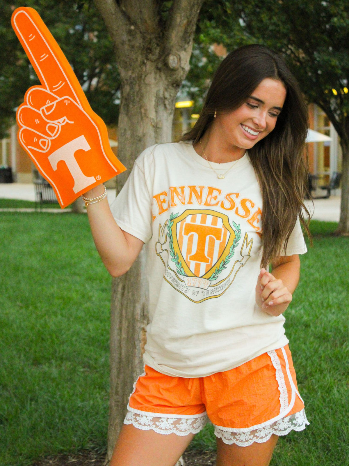 LivyLu Tennessee Vols Striped Thrifted Tee off white