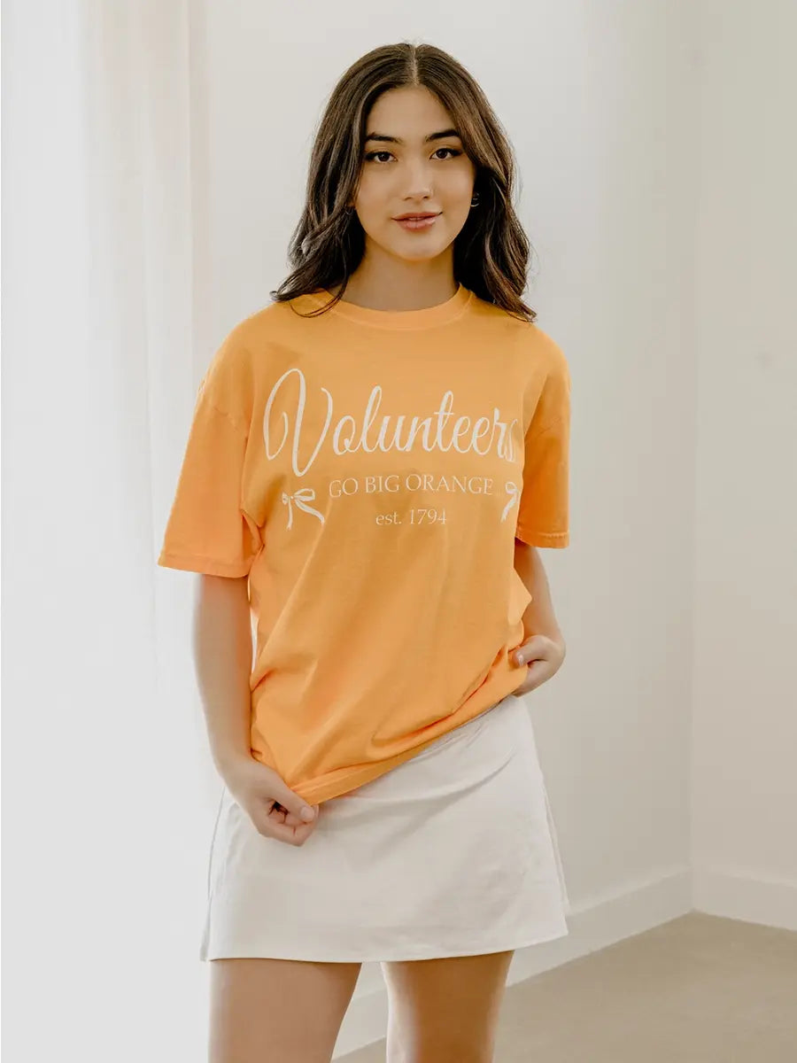 LivyLu Orange Tennessee Vols Established 1794 Bows Gameday Graphic T-Shirt