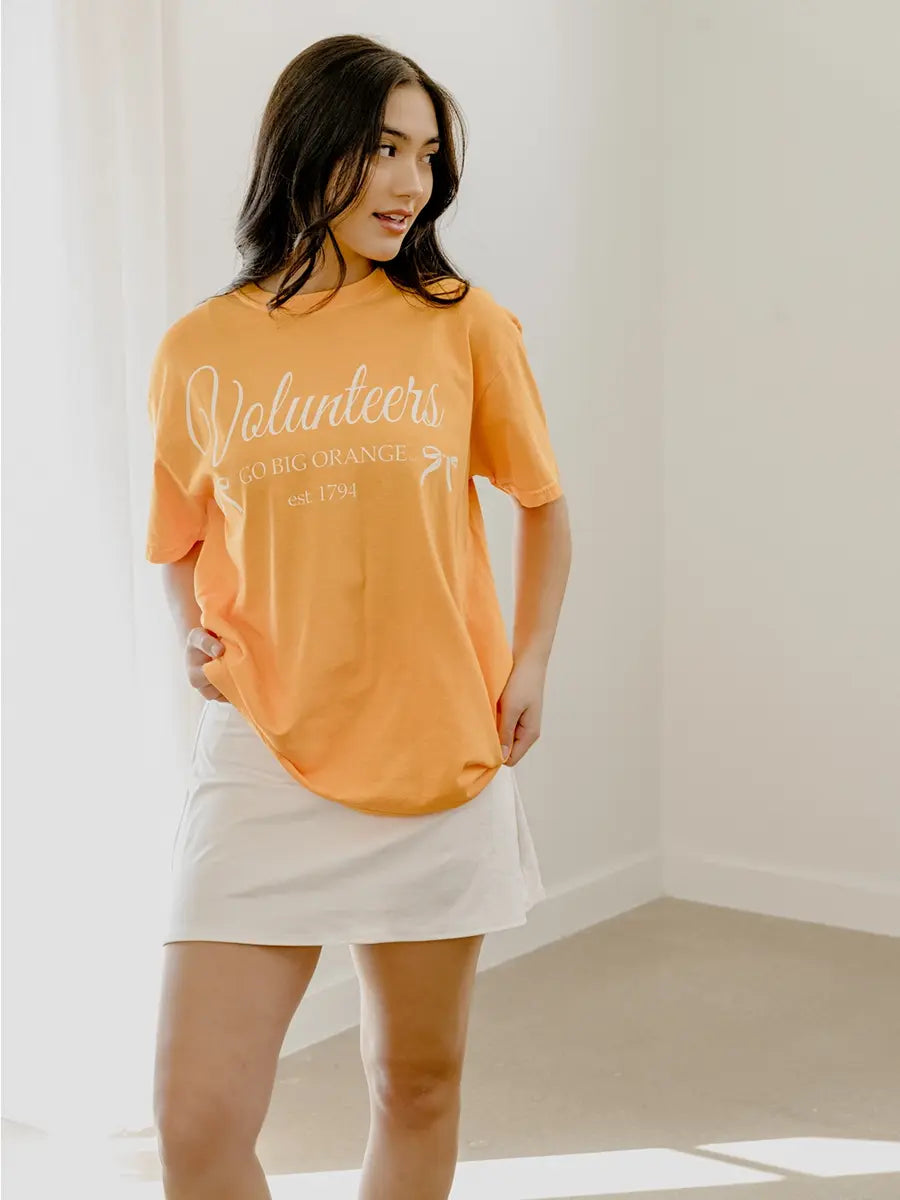 LivyLu Orange Tennessee Vols Established 1794 Bows Gameday Graphic T-Shirt