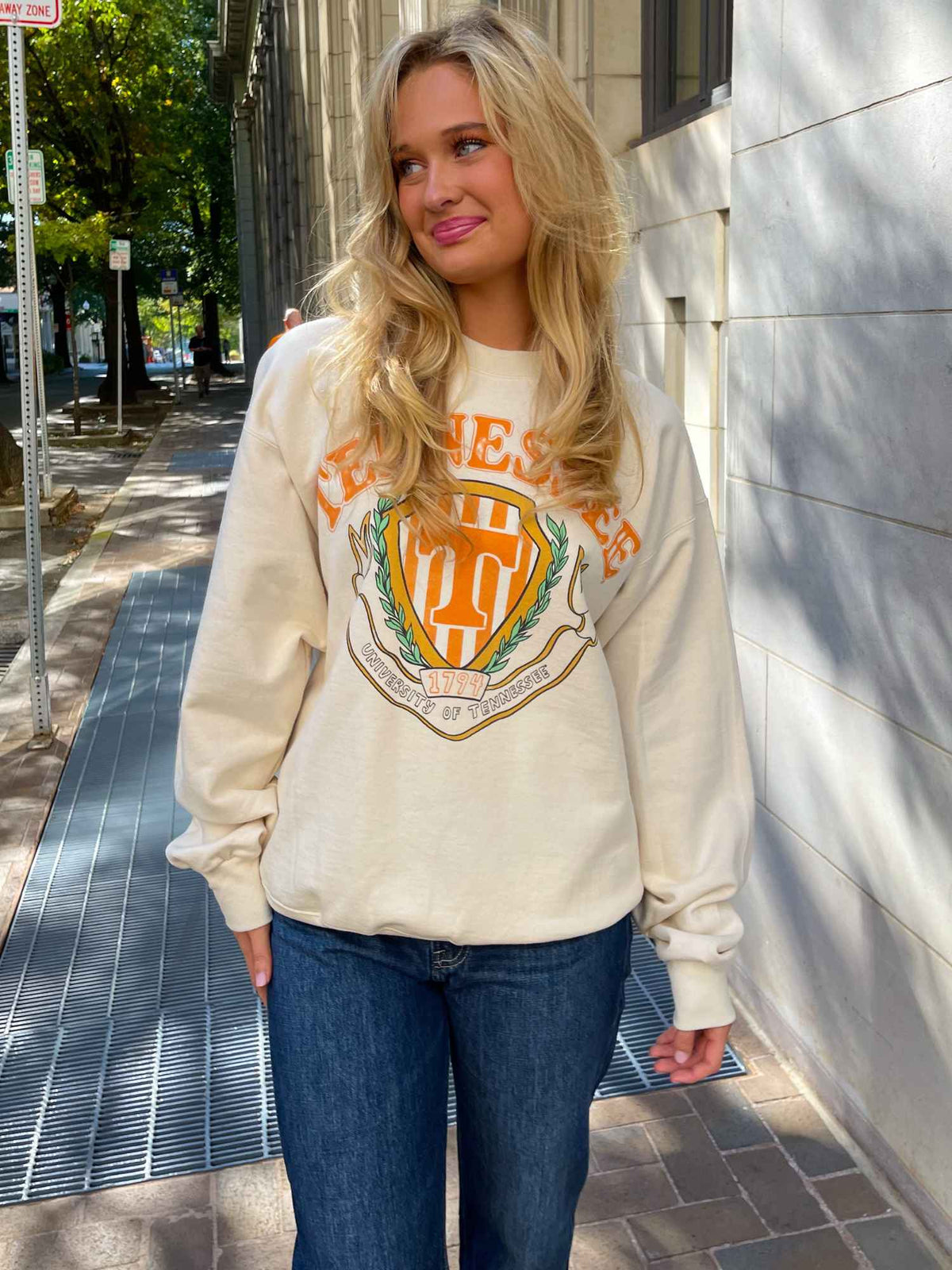 LivyLu Tennessee Vols Stripe Crest Sweatshirt
