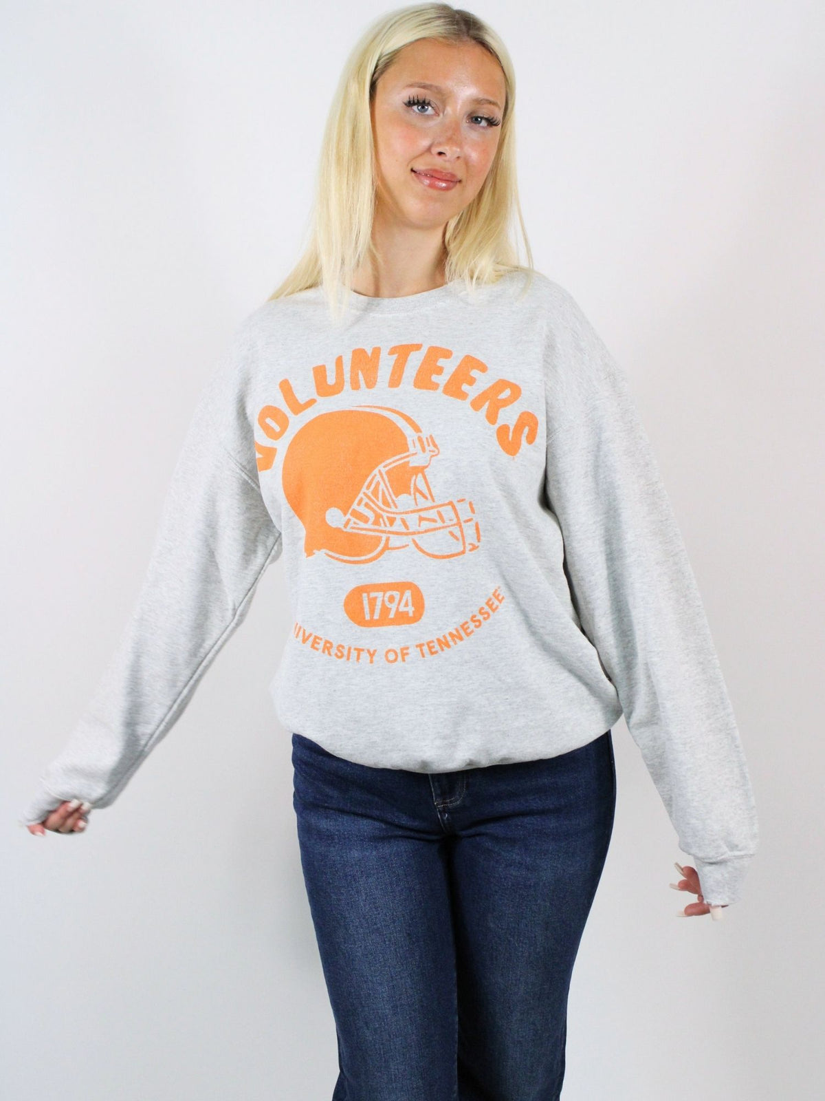 Livy Lu TN Vols Varsity Stamp Sweatshirt Ash Gray