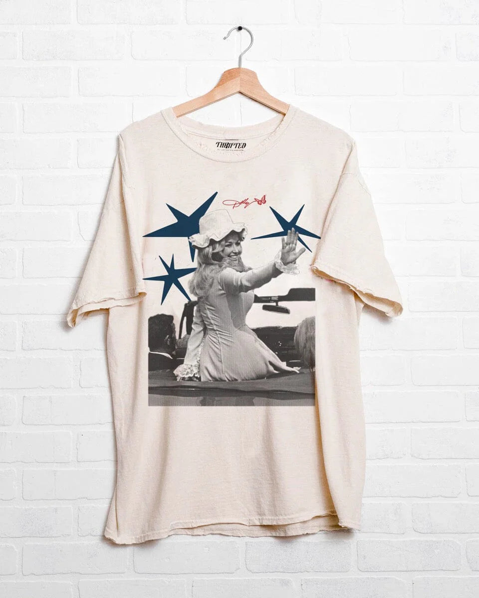 livylu dolly parton all american tee in off white-hanging