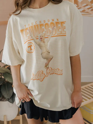 LivyLu Dolly Parton Touchdown Tennessee Vols Tee off white