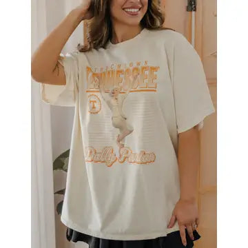 LivyLu Dolly Parton Touchdown Tennessee Vols Tee off white