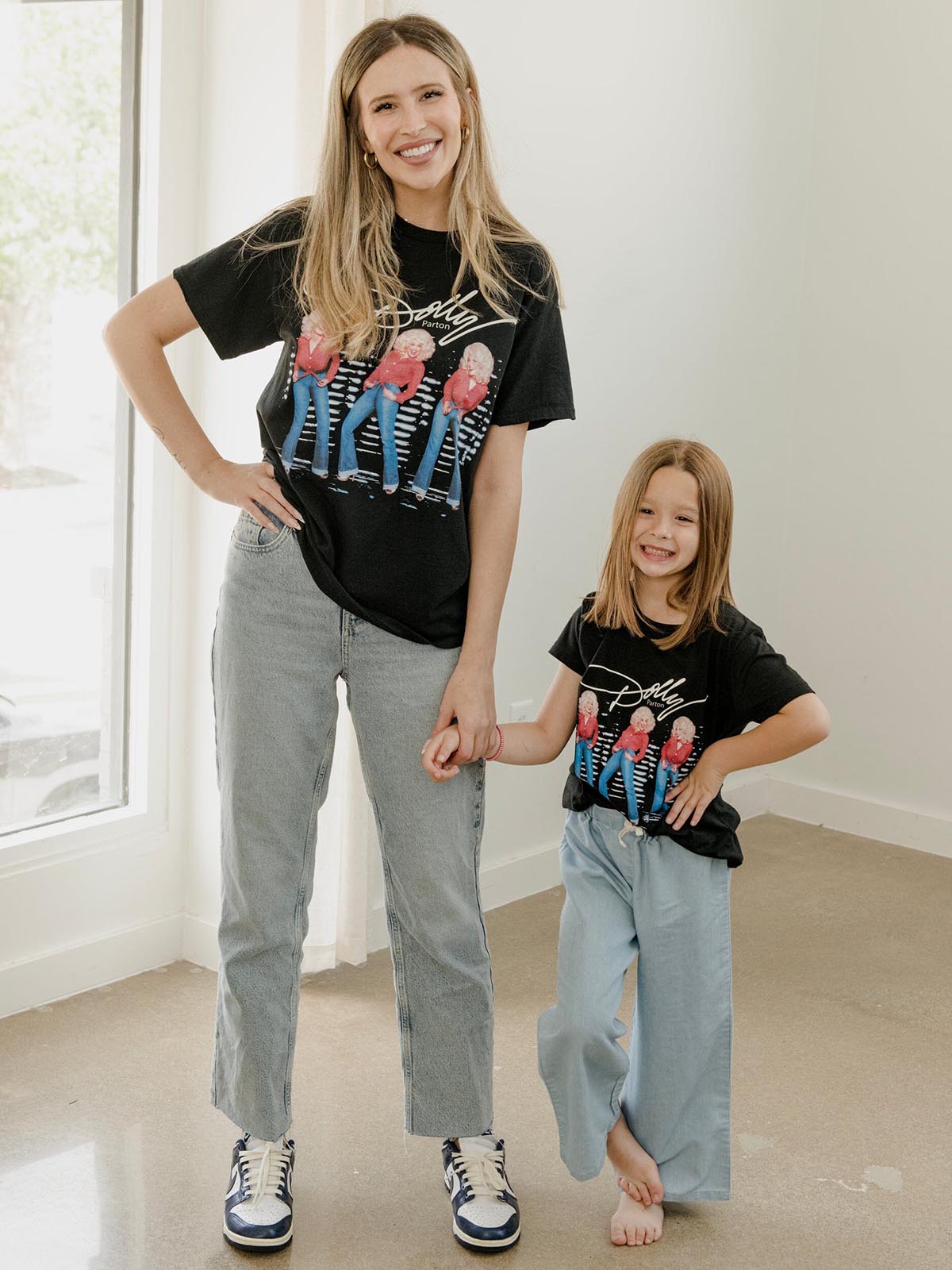 LivyLu Dolly Parton Triple Threat Distressed Tee Black