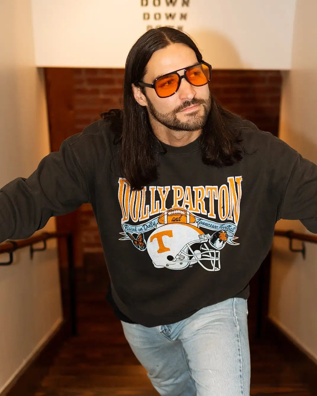 LivyLu Dolly Parton Raised On Dolly & Tennessee Vols Football Sweatshirt Smoke TN Vols Game Day