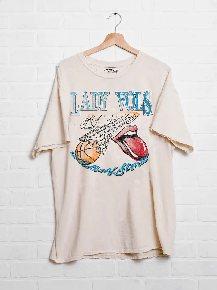 LivyLu Rolling Stones Lady Vols Basketball Net Tee off white