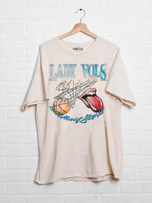 LivyLu Rolling Stones Lady Vols Basketball Net Tee off white