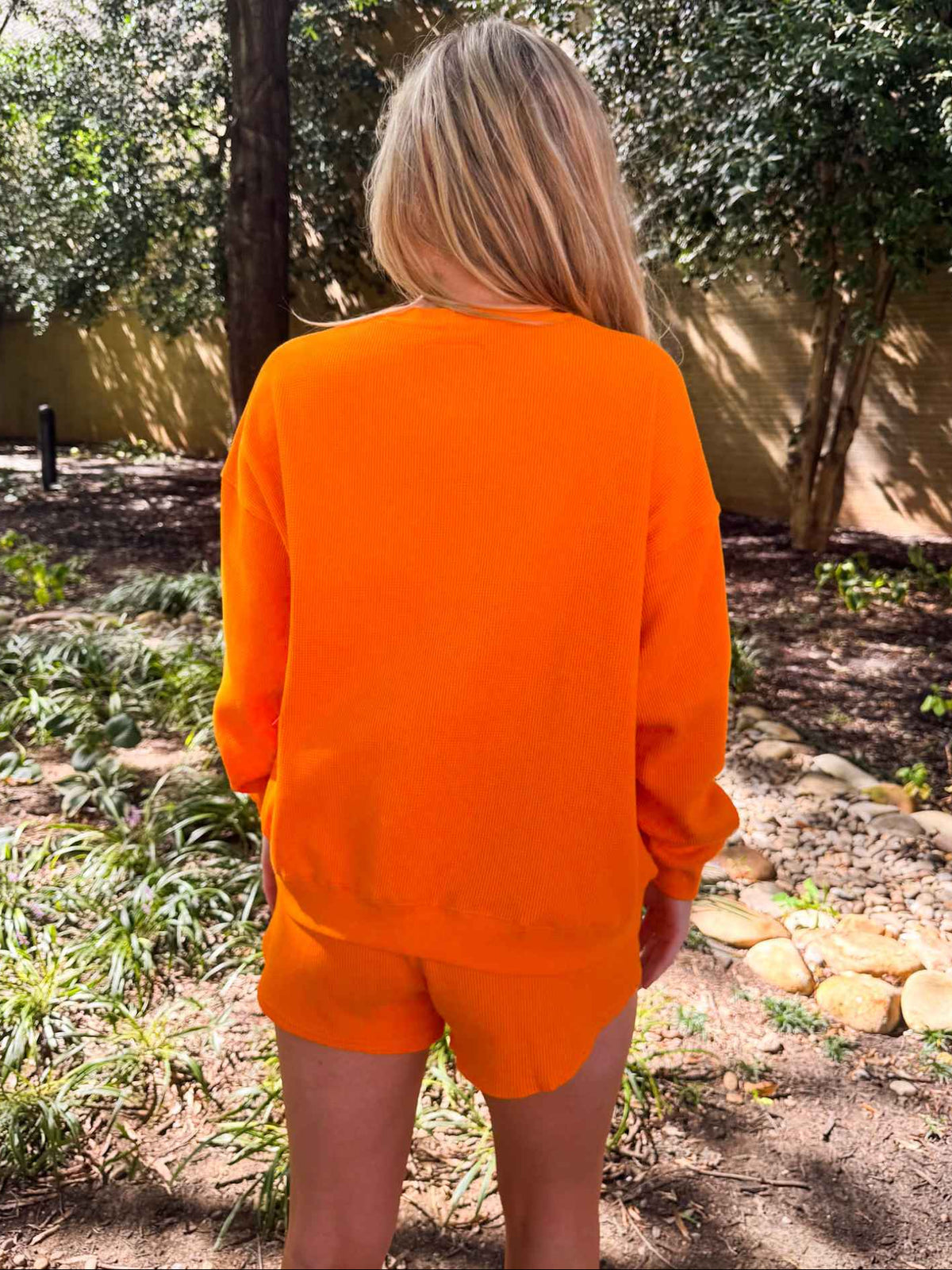 LivyLu Tennessee Vols Stitched Orange Signature Waffle Top