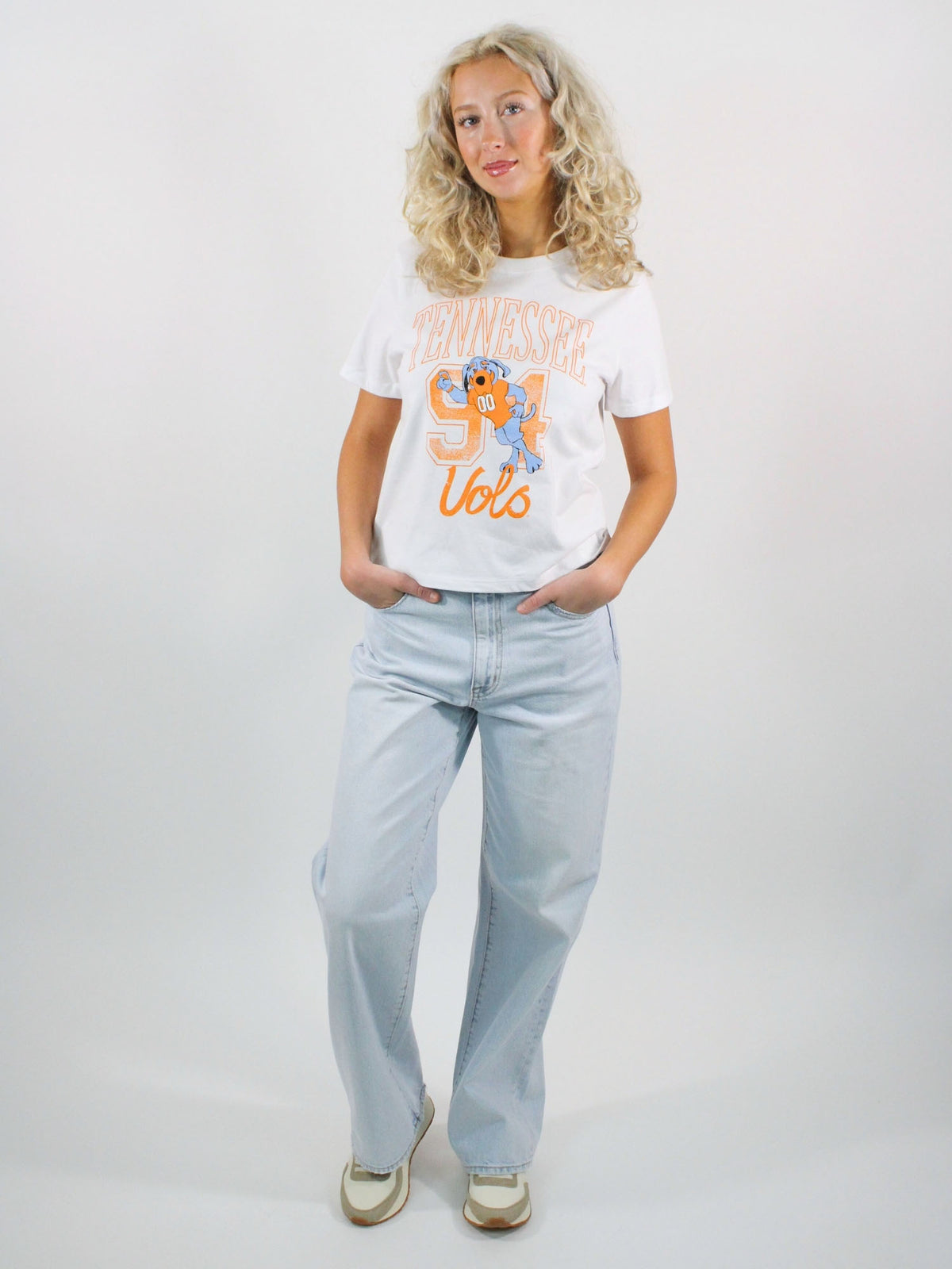 LivyLu Tennessee Vols Club Mascot Tee Off-White Orange TN Vols Game Day