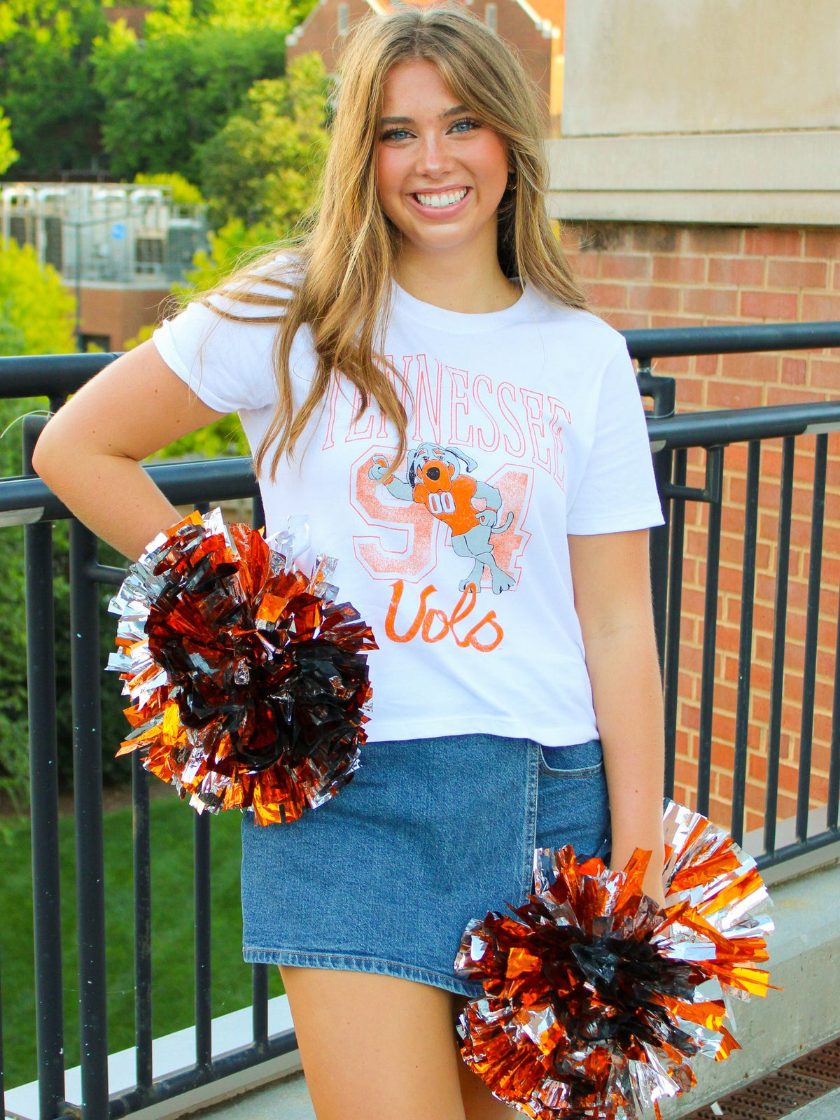 LivyLu Tennessee Vols Club Mascot Ellie Perfect Tee white orange 