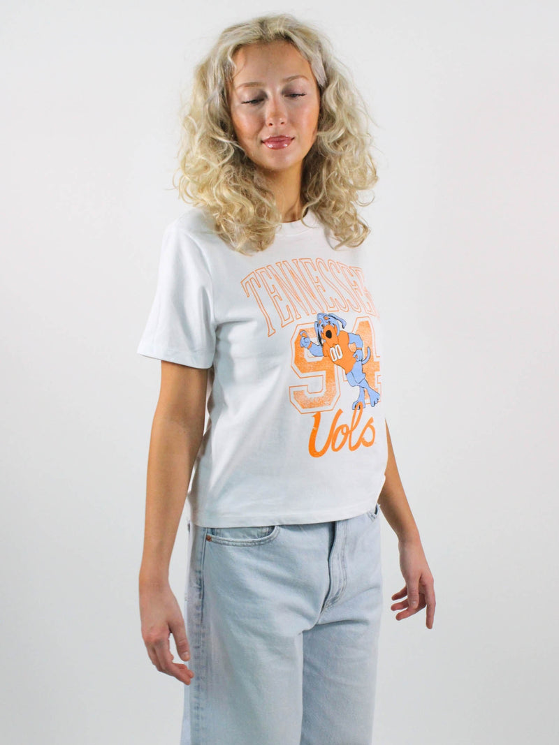 LivyLu Tennessee Vols Club Mascot Tee Off-White Orange TN Vols Game Day