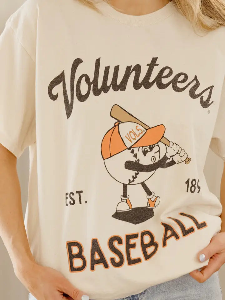 LivyLu TN Vols Amusable Baseball Tee in off white