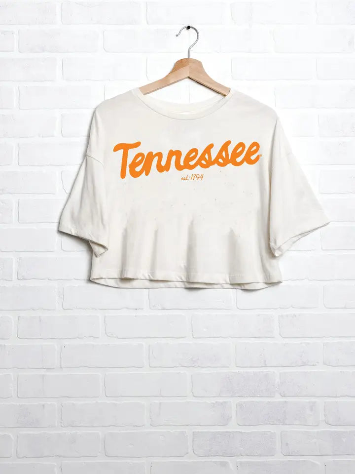 LivyLu Tennessee Vols Bold Script Heavyweight Cropped Tee