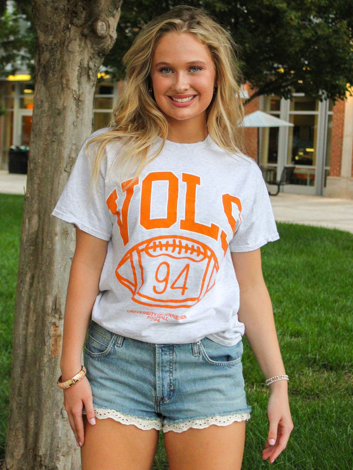 LivyLu Tennessee Vols Campus Classic Ash Gray Thrifted Tee