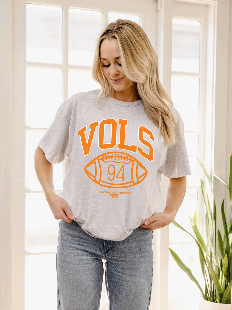 LivyLu Tennessee Vols Campus Classic Ash Gray Thrifted Tee ash gray