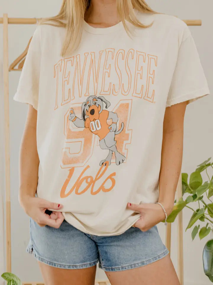 LivyLu Tennessee Vols Club Mascot Thrifted Tee  off white 
