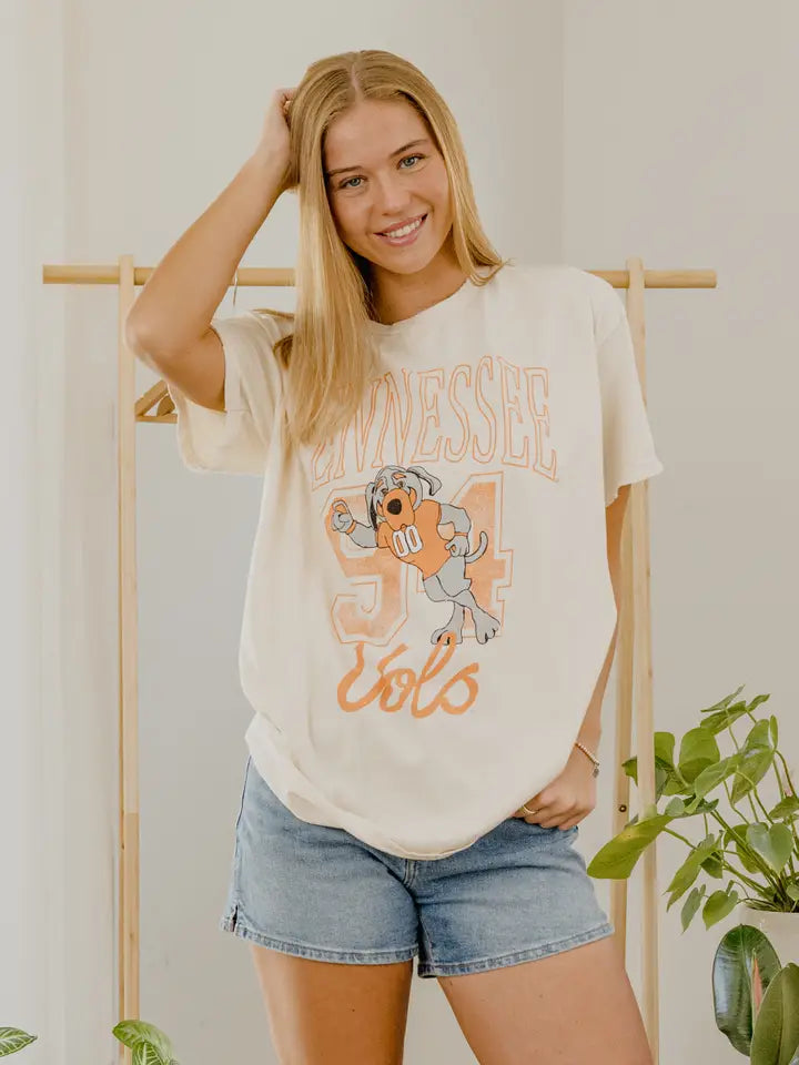 LivyLu Tennessee Vols Club Mascot Thrifted Tee  off white 