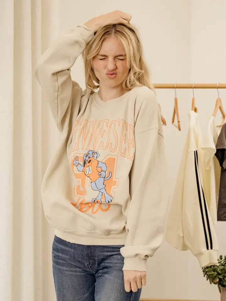 LivyLu Tennessee Vols Club Mascot Sweatshirt in sand 