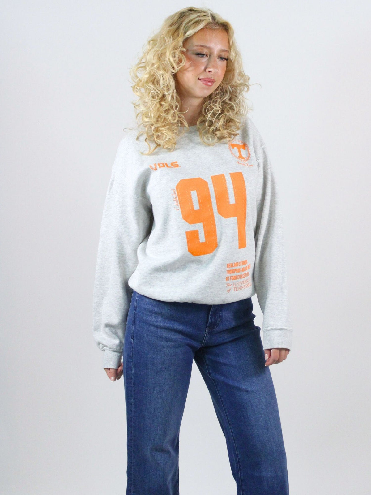 LivyLu Tennessee Vols Crest Stamp Sweatshirt in ash grey