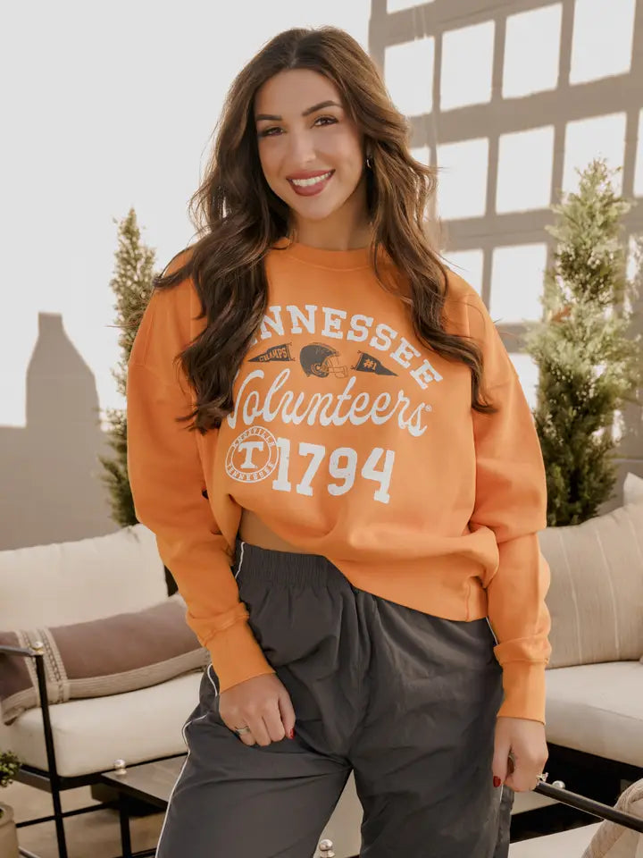 Livylu Tennessee Vols Football Icon Hi-Dive Sweatshirt orange