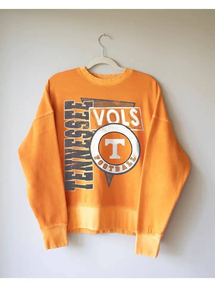 LivyLu TN Vols Football Spree Hi-Dive Sweatshirt in orange-hanging view