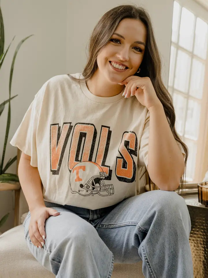 LivyLu Tennessee Vols Helmet Fade Thrifted Tee off white 