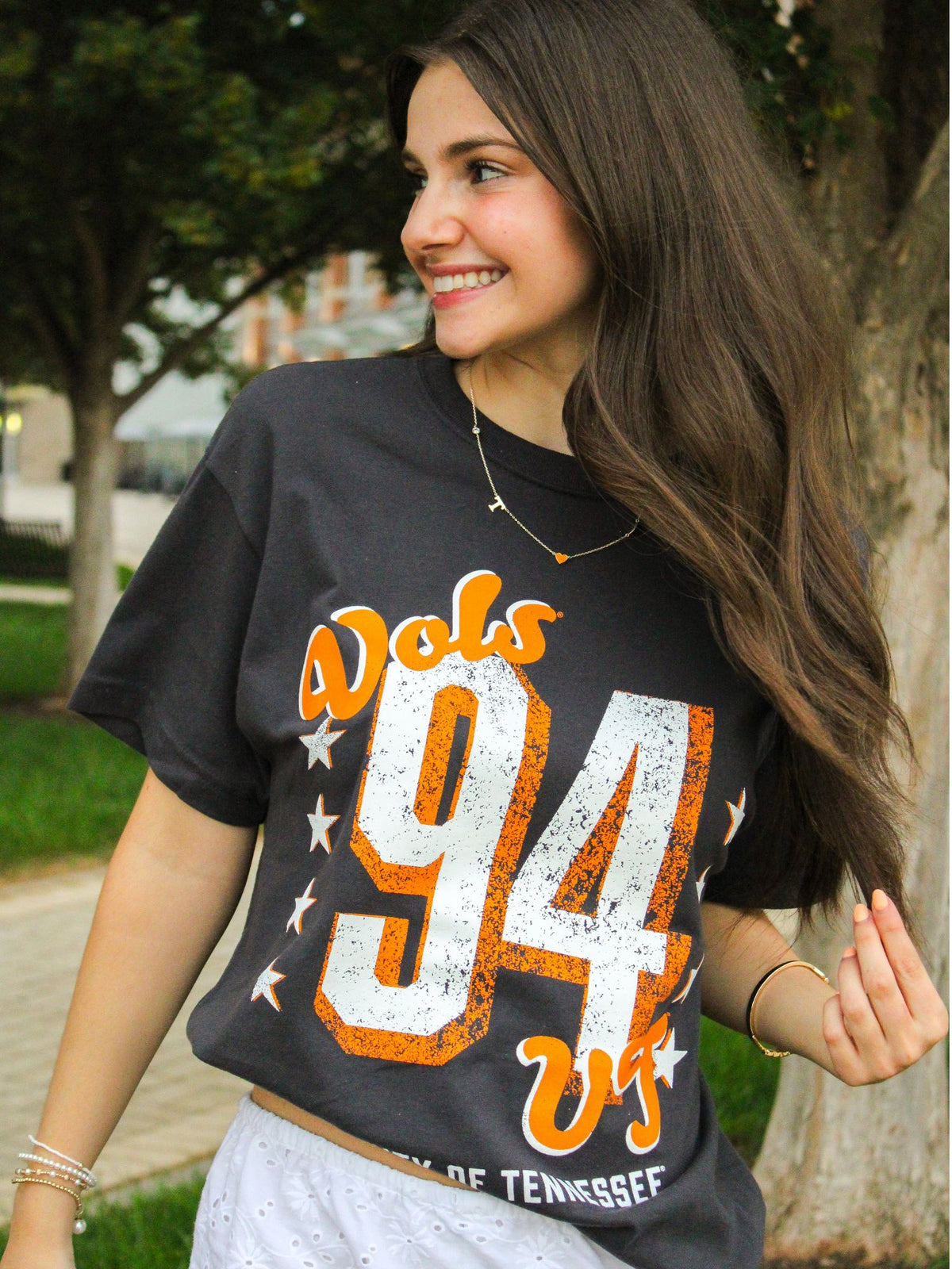 LivyLu Tennessee Vols Jersey Patch Heavyweight Tee smoke