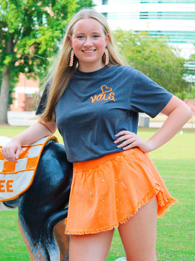 LivyLu Tennessee Vols Lyric Puff Ink Tee Charcoal TN Vols Game Day