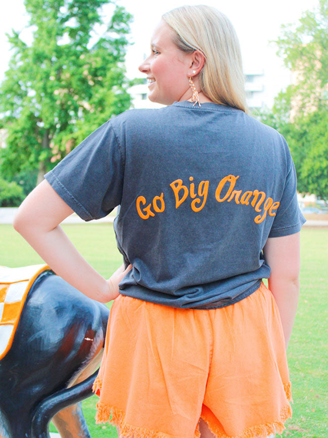 LivyLu Tennessee Vols Lyric Puff Ink Tee Charcoal TN Vols Game Day