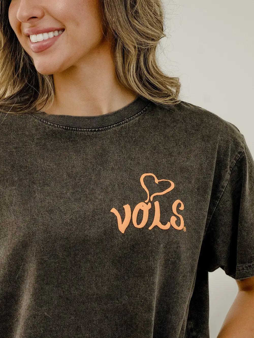 LivyLu Tennessee Vols Lyric Puff Ink Tee Charcoal TN Vols Game Day