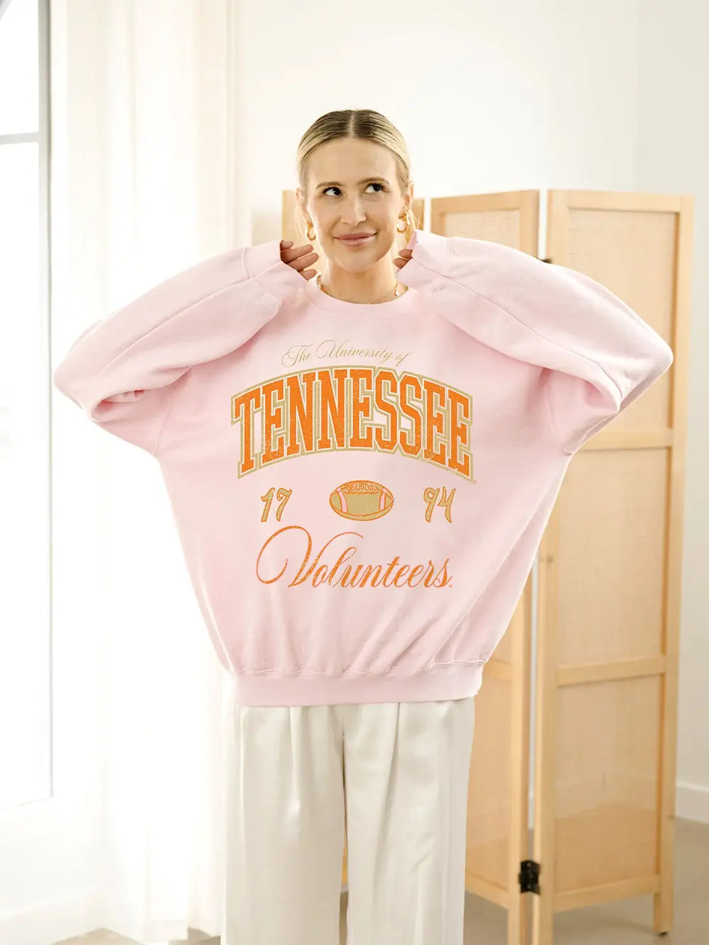 LivyLu Tennessee Vols Wave Arch Sweatshirt Pink Orange TN Vols Game Day