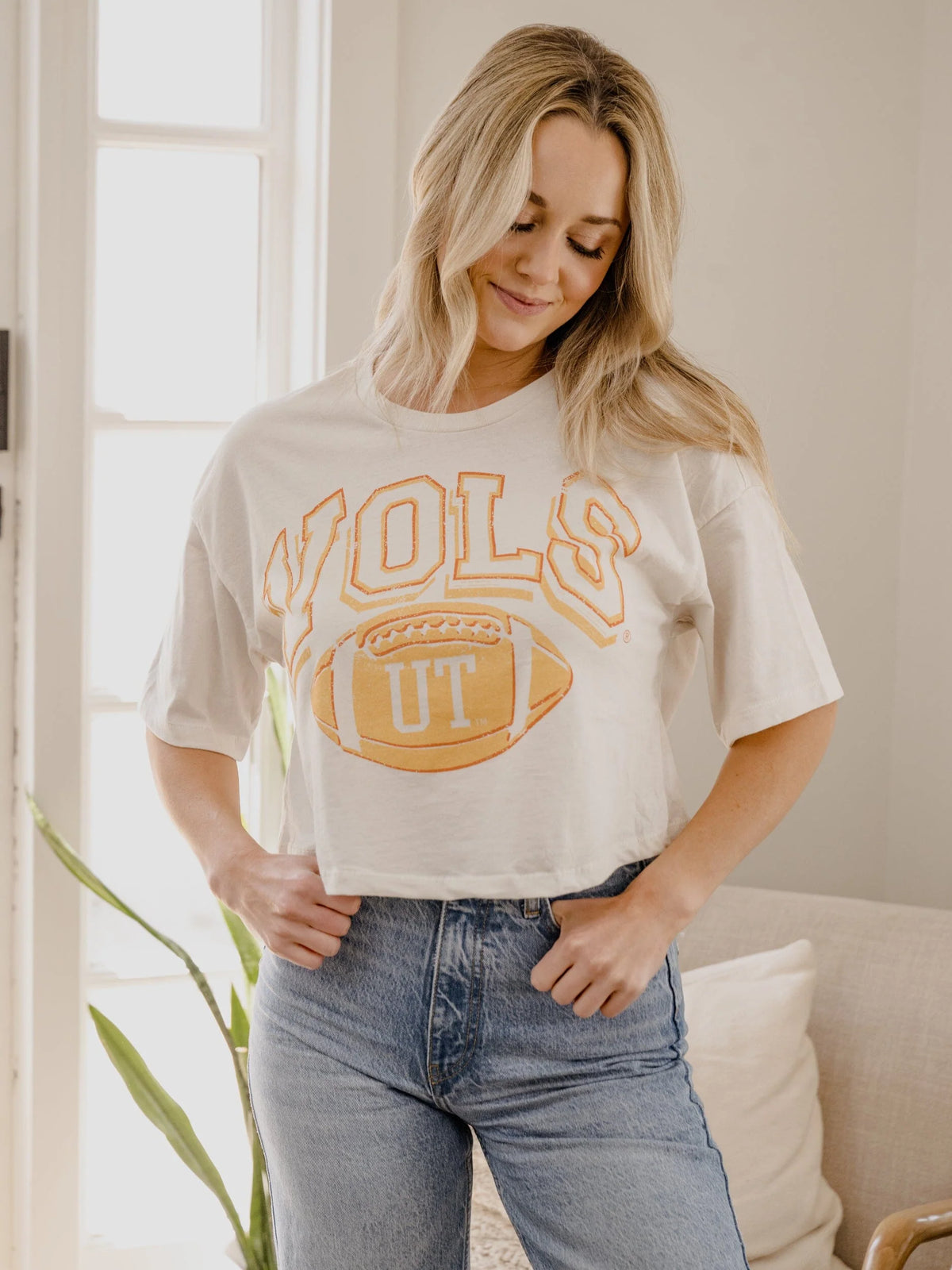 LivyLu TN Vols Wonka Football Crop Tee-front
