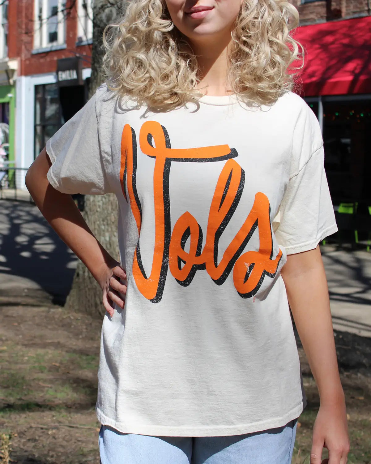 LivyLu University of Tennessee Volunteers Barbie Off-White Thrifted Game Day Tee