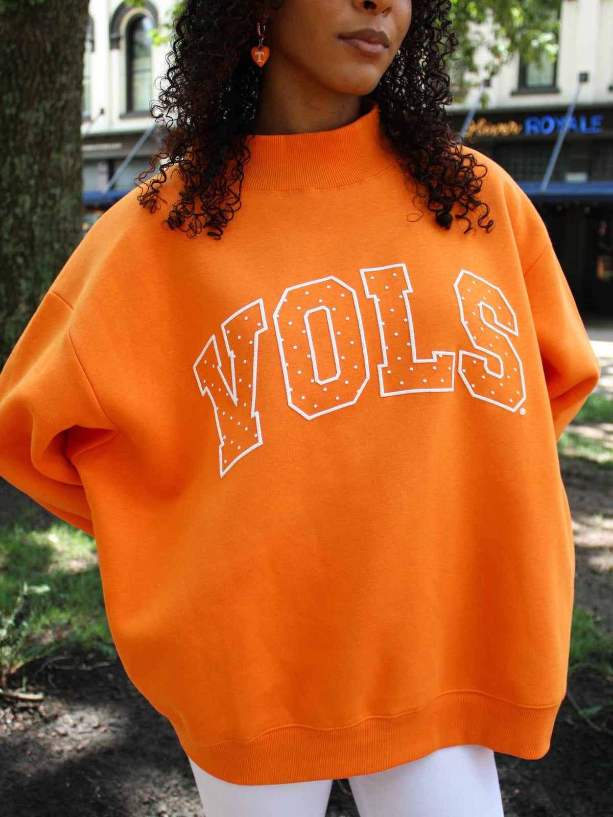 LivyLu Tennessee Vols Polka Dot Puff Ink Weekend Mock Neck Sweatshirt
