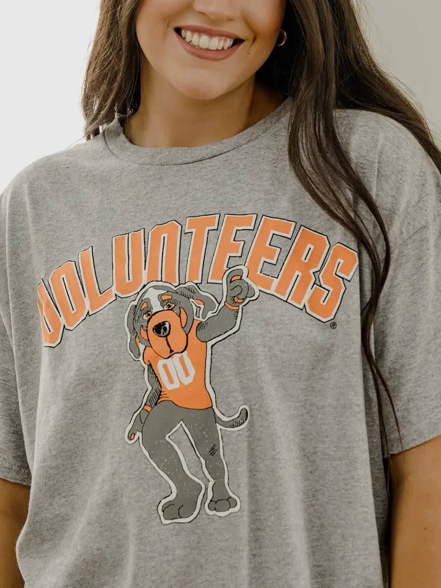 livylu tennessee vols smokey mascot cartoon puff ink thrited tee in heather grey