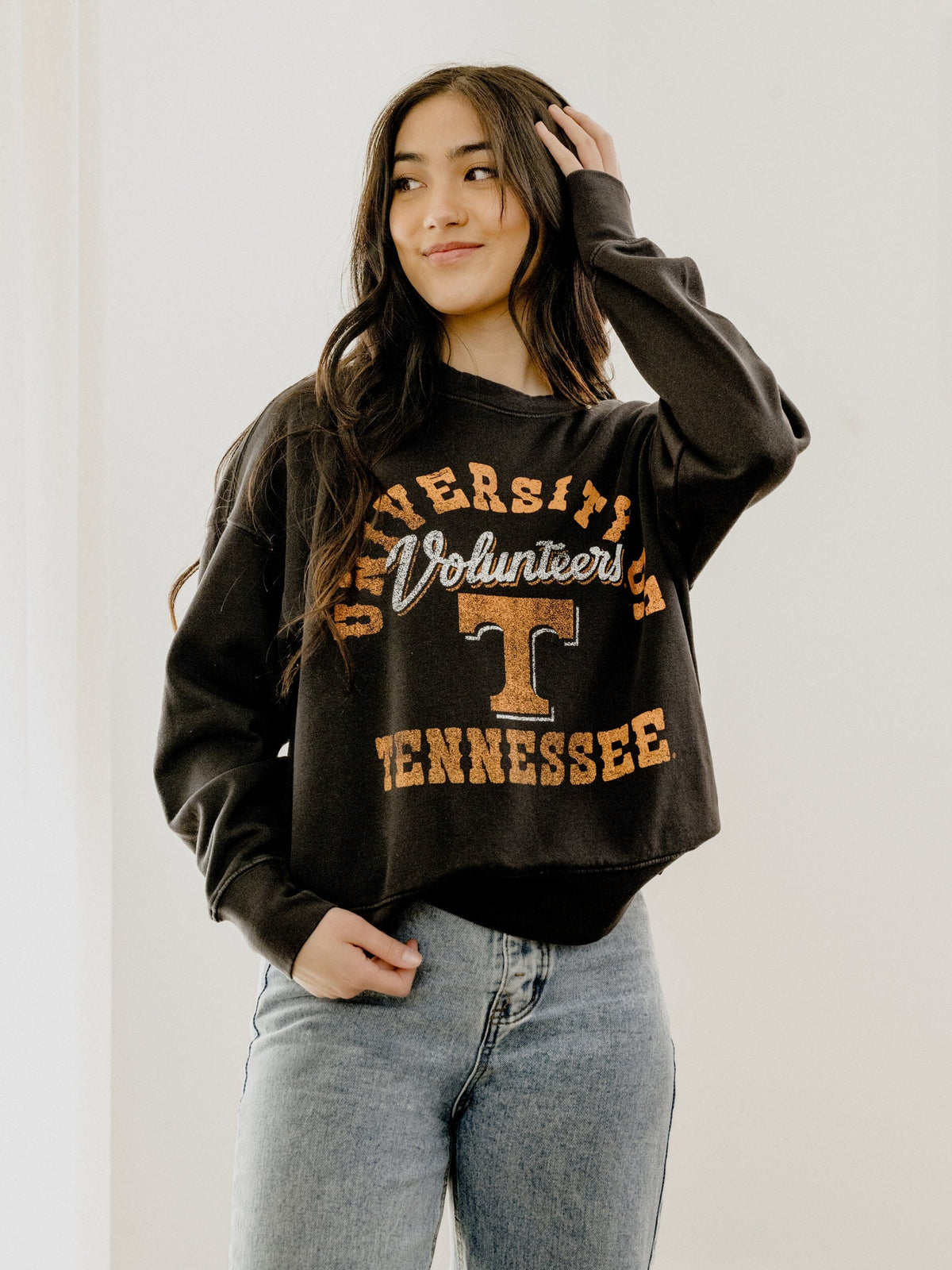 LivyLu Vols Draft Charcoal Hi-Dive Oversized Crew Sweatshirt