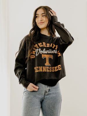 LivyLu Vols Draft Charcoal Hi-Dive Oversized Crew Sweatshirt
