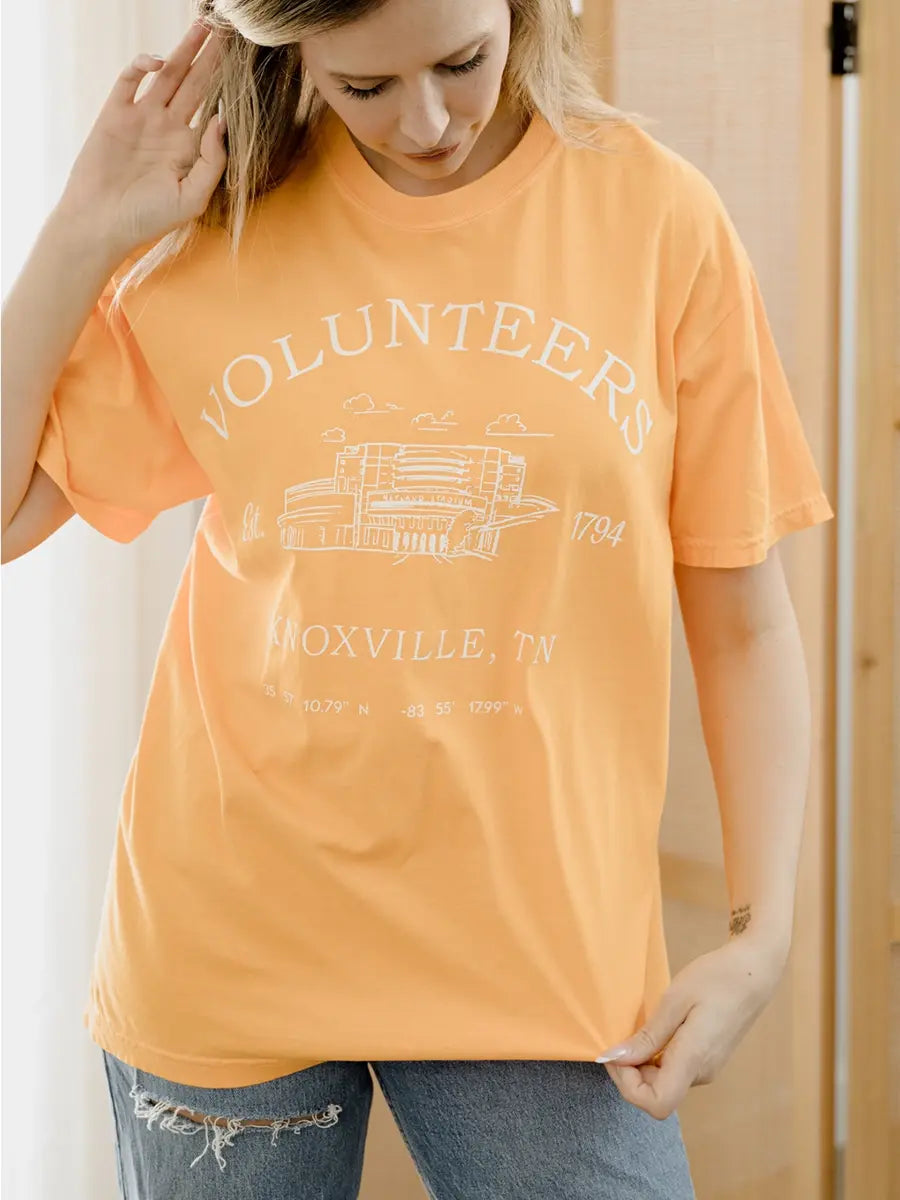 livylu tennessee vols stadium coordinates orange gameday tee