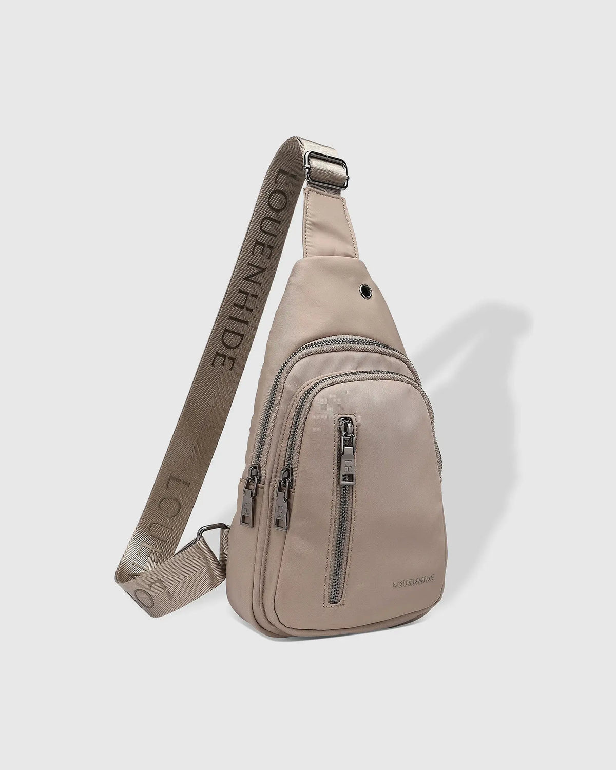 LOUENHIDE Boyd Nylon Sling Bag in Beige
