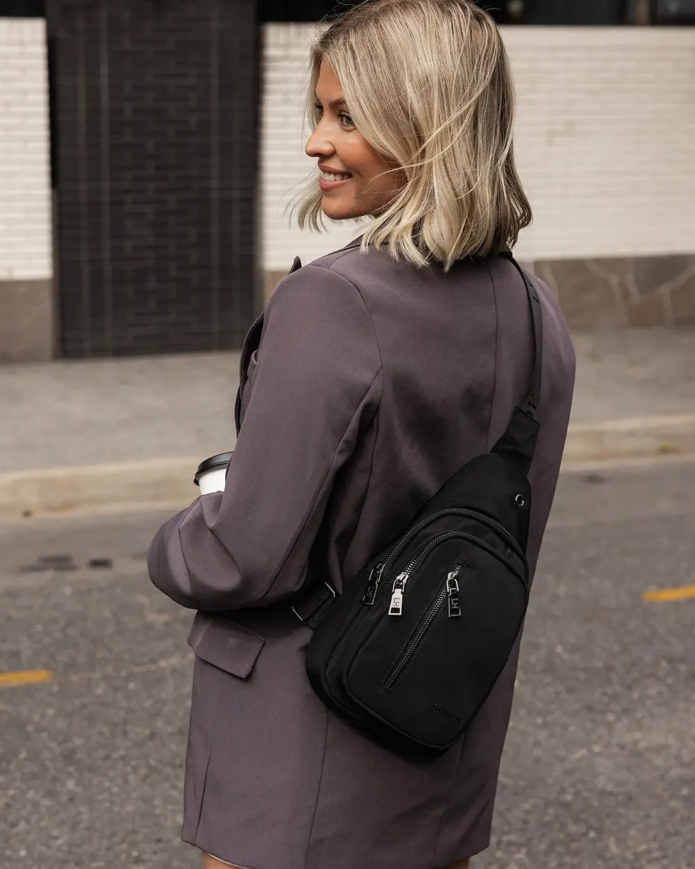 LOUENHIDE Boyd Nylon Sling Bag in Black